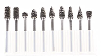 SET DE ROTAFRESAS TUNGSTENO VASTAGO 1/8" 11 PZAS.