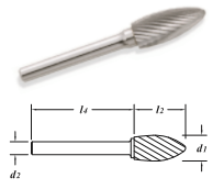 ROTAFRESA TIPO ÁRBOL CON PUNTA 1/4" X 1/8" X 1-1/2" SG-51