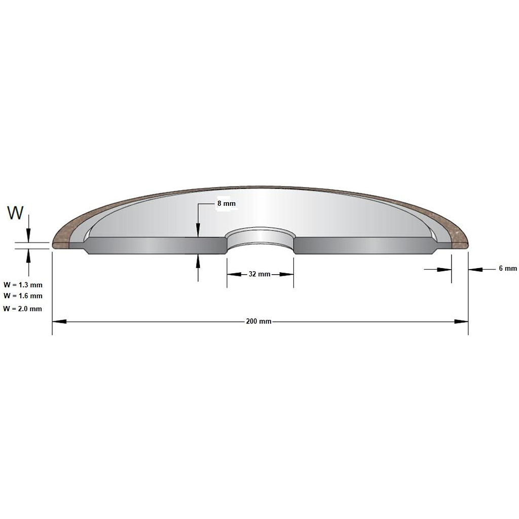RUEDA D/DIAMANTE P/RECTIFICADO DE HSS 200MM X 2.0MM X 32.0MM - GRANO 180