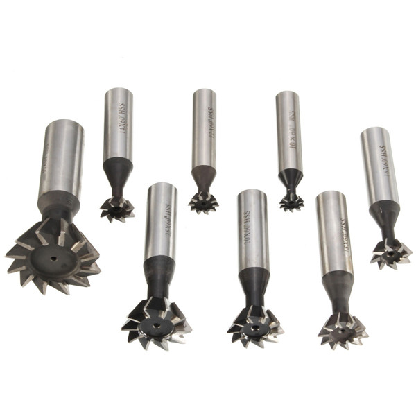 SET FRESA COLA DE MILANO 3/8" - 2-1/4" 45º 7PZAS.