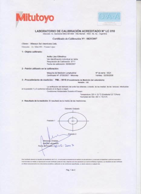 CALIBRACIÓN Y CERTIFICADO SET MICROMETRO P/EXTERIORES 0-12"