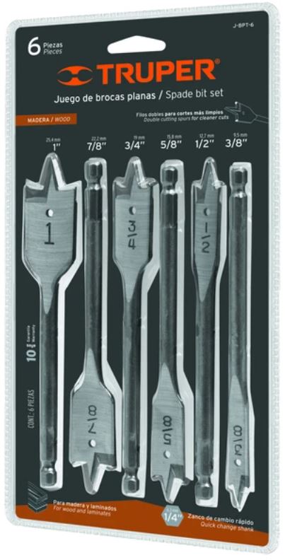 SET BROCA TIPO PALETA 3/8" - 1" 6 PIEZAS
