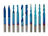SET FRESAS DE CARBURO 1/8" P/ROUTER CNC CON RECUBRIMIENTO AZUL 10 PIEZAS